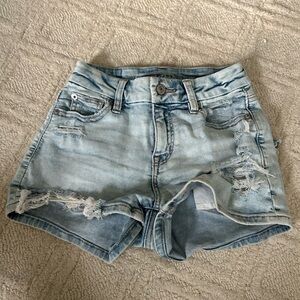 american eagle stretch shortie denim shorts